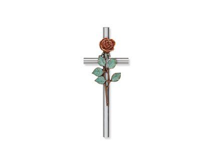 Grabkreuz mit Rose aus Bronze, 20×8 cm oder 40×16 cm