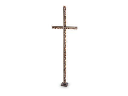 Náhrobní kříž s křišťálem, bronz, 61×19 cm
