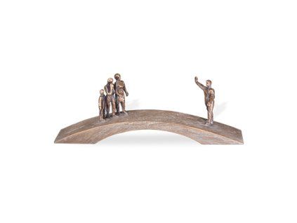 Bronzový most s postavami na náhrobek, 10×31×7 cm