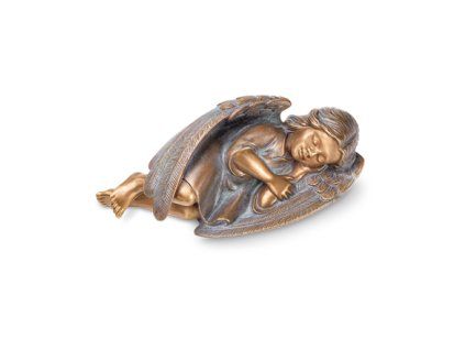 Träumender Engel aus Bronze für Grabstein, 6×15,5×7,5 cm oder 8×21×10