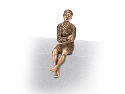Bronzefigur Junge sitzend für Grabstein, 10×6 cm