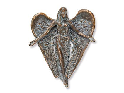 Bronzový anděl na náhrobek, 12×9,5 cm