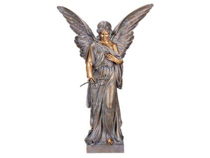 Bronzový anděl s růží na náhrobek, 15–155 cm