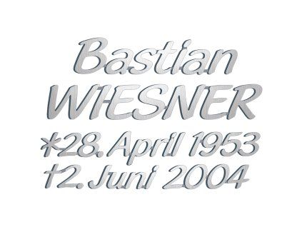 Bronzový nápis Wiesner na náhrobok