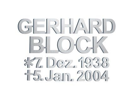 Bronzový nápis Gerhard Block na náhrobok