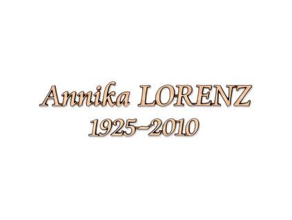 Náhrobný nápis Lorenz z bronzu a hliníka