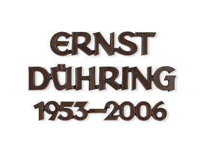 Bronzový nápis Dühring na náhrobok