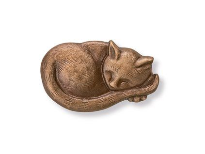 Bronzová spiacá mačka na náhrobok, 6×10 cm