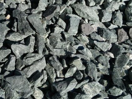 Dark grey amphibolite gravel for landscaping, paths, borders and decorative accents.