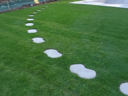 Rectangular sandstone stepping stone to form natural garden paths across lawns and gravel — Sandstone Grey.