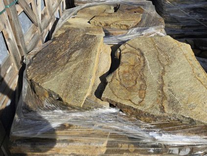 Natural andesite stepping stone for creating a rustic garden path or decorative island on the lawn — Andesite A2.