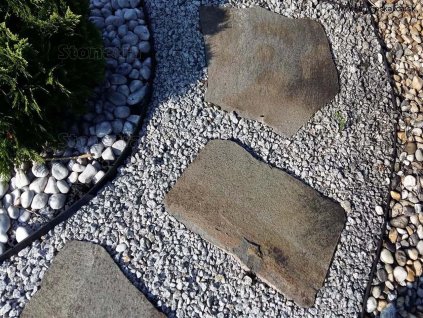 Sturdy natural stepping stone for durable garden paths through gravel or grass — Andesite A1.