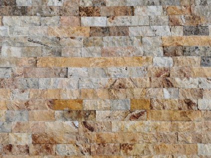 Wall detail of Travertine Scabos split face 8 cm natural stone cladding sample