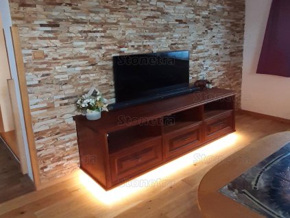 Interior wall cladding with natural stone Marble Golden Era panel, decorative living room wall