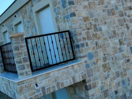 Corner detail of natural stone wall Limestone Pašan rock face