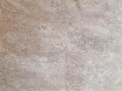 Neutral beige natural stone texture — Travertine Classic Royal CC, unfilled and honed, large-format tiles.