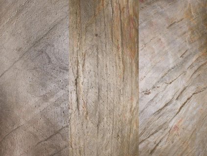 Layered grey-brown pattern in natural stone — Slate Burning Forest stone veneer, 2 mm.