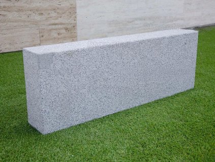 Massive structural edging for steps and terraces — Curbstone Granite Grey, sawn edge, sandblasted.