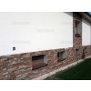 Split face stone Gneis Brown on facade base for natural durability and decorative appearance.