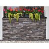 Stacked stone Andesite Gray-Brown applied on house base wall for durable and aesthetic finish.