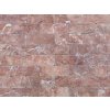 Stone wall cladding Travertine Red sample with natural reddish tones and subtle veins, showing smooth surface and rectangular pattern.
