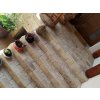 Stone walkway pavers Travertine Noche 30×15×3 cm used for garden steps leading to the yard, close joints and natural texture.