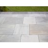 Paving slabs in Sandstone Greyl Roman pattern display a uniform surface across the outdoor area