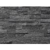 Wall detail of natural stone cladding Quartzite Black Pearl pane