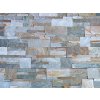 Wall detail with colorful natural stone cladding Quartzite Sunrise pane