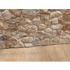 Natural stone siding Travertine Mandre rock face used on an outdoor wall with irregular travertine pattern and warm tones.