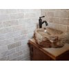 Rustic travertine mosaic wall tiles with tumbled texture used for bathroom mosaic tiles and natural stone interiors.