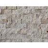 Travertine mosaic split face wall tiles for rustic living room design or kitchen backsplash ideas.