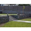 Irregular stone Gneiss Blue Green used for garden retaining wall and decorative stone steps in natural blue-green tones.