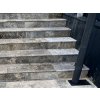 Elegant grey stone staircase with tumbled travertine treads - Travertine Silver cut