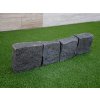 Dark natural stone curb with split texture for driveways and parking areas — Curbstone Granite Black, split.