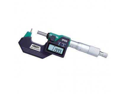 Digitální třmenový mikrometr 0-25 mm s kulovým/válcovým pevným dotekem INSIZE, typ 3561