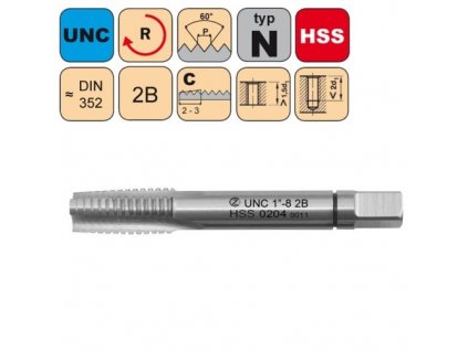 Sadový závitník /CZZ0204/ UNC 1/2"-13 2B HSS DIN 352