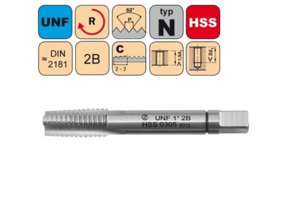 Sadový závitník /CZZ0305/ UNF 1"-12 2B HSS DIN 2181