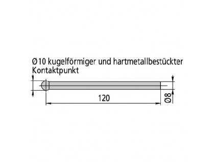 Kuličkový měřicí dotek pro výškoměry (souosé provedení) pr. 10mm, délka 120mm MITUTOYO