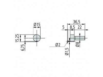 Kuličkový měřicí dotek o 2 mm (excentrické provedení)