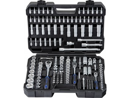 Sada nástrčných hlavic 1/4"+3/8"+1/2", ráčna 48 zub, 182 dílů