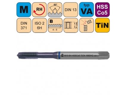 Strojní závitník M2,5 /CZZ1660HQ/ pro metrický závit s přímou drážkou a lamačem třísek CZZ