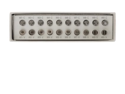 Sada Whitworth výměnných měřicích doteků k mikrometrům na měření závitů W1-W10