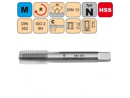 Sadový závitník /CZZ0200/ M6x1 ISO2 HSS DIN 352
