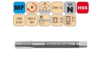 Sadový závitník M10x1 I ISO2 HSS DIN 2181 - 0300