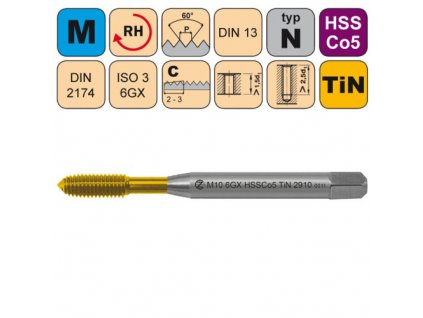 Tvářecí závitník /CZZ2910/ pro metrický závit CZZ