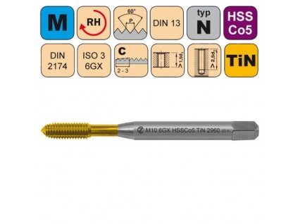 Tvářecí závitník /CZZ2960/ pro metrický závit s mazací drážkou CZZ