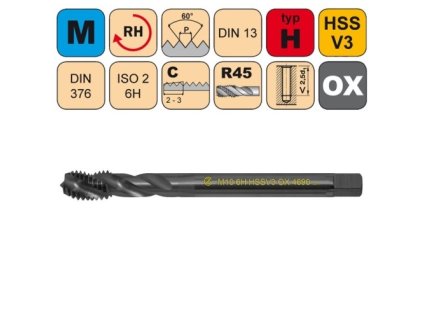 Strojní závitník M22x2.5 ISO2 HSSV3 OX DIN 376 RSP40 - 4690