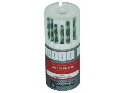 Sada vrtáků 13-dílná 1,50-6,50x0,5mm+3,30+4,20 DIN338RNHSS Lesklá, kulatý obal