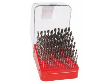 Sada vrtáků 91-dílná 1,00-10,00x0,1mm DIN 338RTiHSSCo5 Lesklá, stojánek plastový s víkem